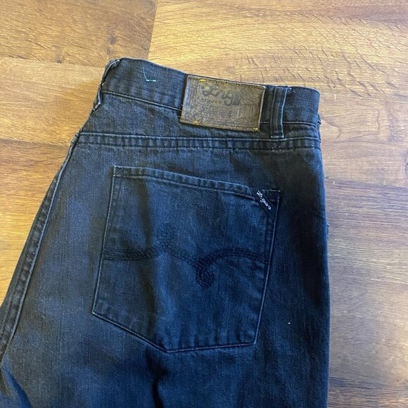 Vintage LRG Jeans Mens 40x27 Black Embroidered Baggy Hip Hop Skater Wide Leg Y2K - Picture 2 of 5